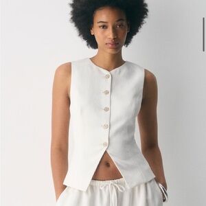White Sleeveless Button-Up Top